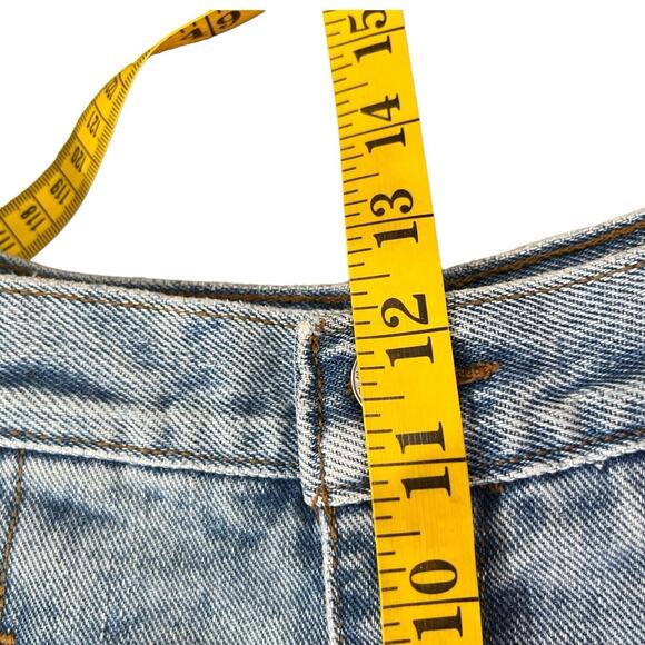 Guess Jean Shorts Womens 30 Blue Red Yellow Ribbon High Waist Y2K American VTG - Picture 9 of 11